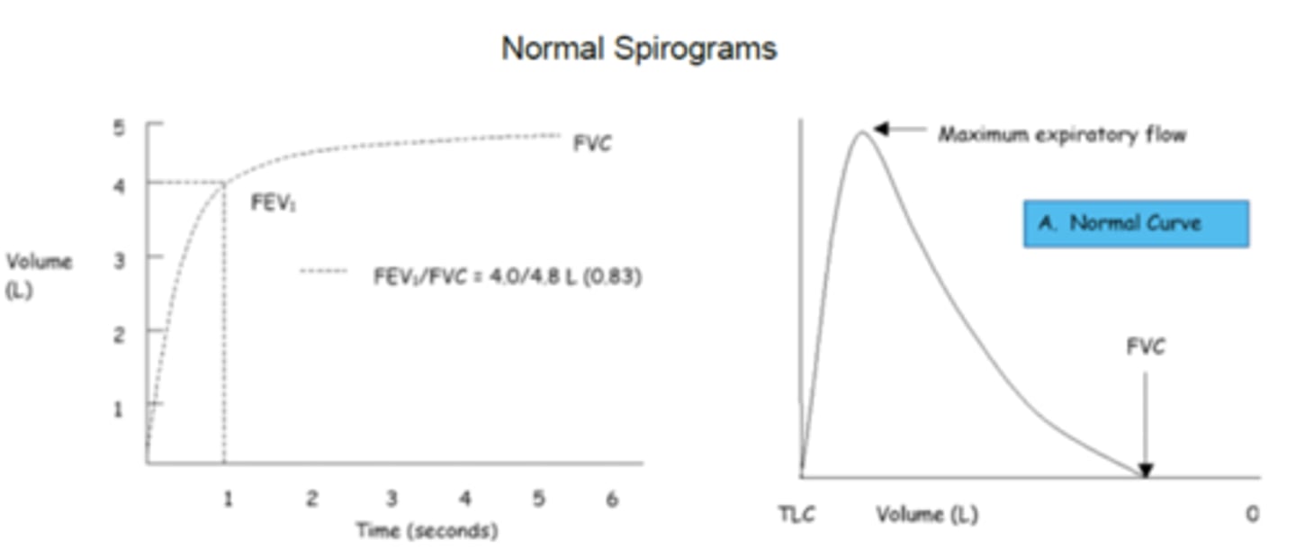 <p>FEV1/FVC usually &gt;80%</p>