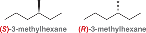 <p>The configuration of the chiral center is indicated at the beginning of the name, italicized, and surrounded by parentheses</p>