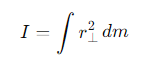 <p>r⊥= the distance from the axis of rotation </p><p>dm = the mass element.</p>