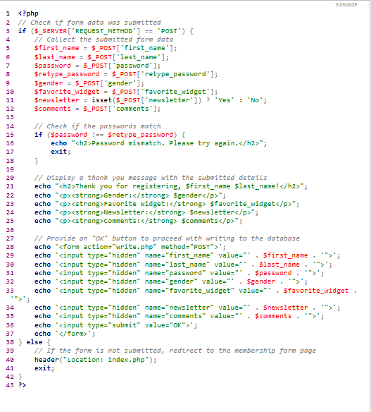 <p>What is the function of the following code?</p>