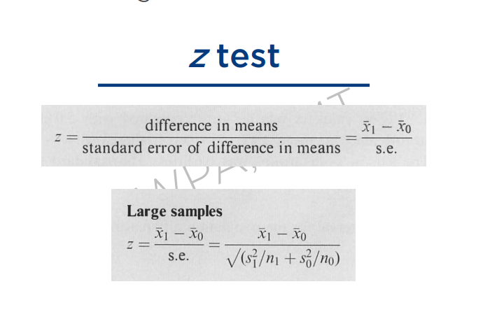 <p>z test formula </p><p>Recently we computed the CI of z</p><p>Now we will find the value of z</p><p></p><p>Values recently:</p><p>X1-X0 = -0.3 </p><p>se = 0.125</p><p>z is = -2.4 </p><p></p><p>Use the “Left table” (Provided by sir wyn)</p><ul><li><p>This is now the area after the curve. </p></li><li><p>The value of -2.4 = 0.00820  </p></li><li><p>Question, is this a one sided value or two sided? </p><ul><li><p>One sided because it is only a negative, we still need to get the value of your positive 2.4. = 0.00820 why?</p><ul><li><p>it has to be the same, the positive value will take the value of the negative.  </p></li></ul></li></ul></li></ul><p>The use of “Under table” is when we we are computing for the area under the curve. </p>