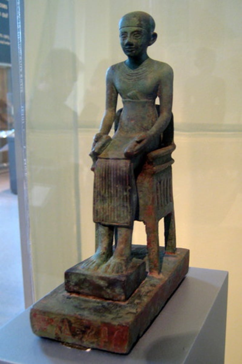 <p>-born a commoner</p><p>-between 2,700 and 2,600 Zoser hired Imhotep to design and build his tomb</p><p>-He "translated" traditional building materials of mud, wood, and reeds</p><p>-Imhotep was also an astronomer, magician, and doctor</p><p>-He was later worshiped by the Egyptians as a god</p>