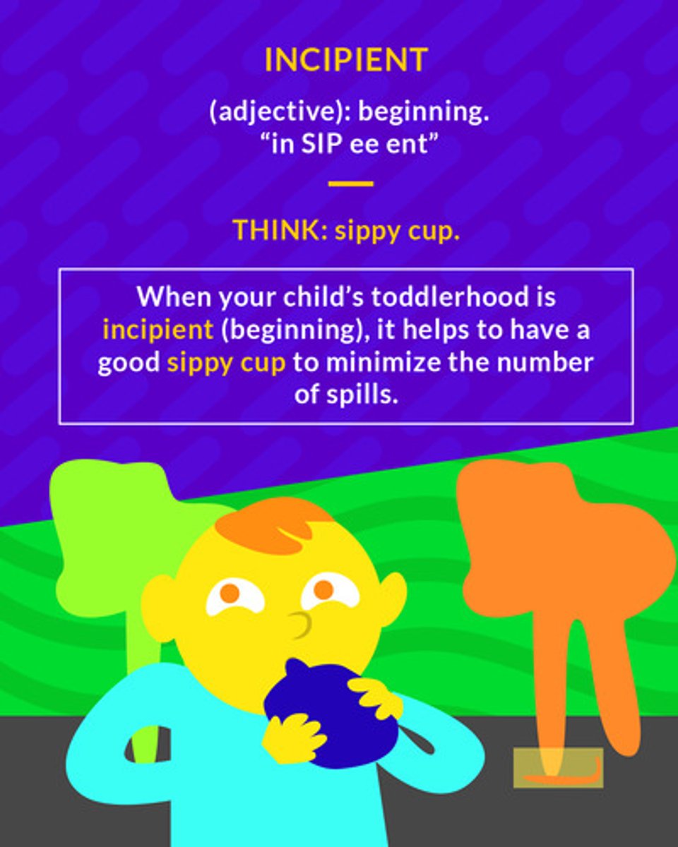 <p>beginning to come into being or to become apparent</p><p>(adj.) beginning</p>