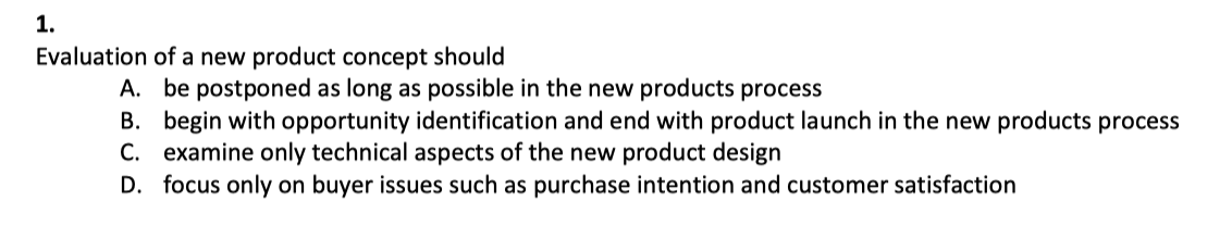 <p>Concept generation (which is the first step in creating new products)</p>
