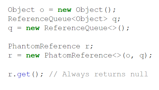 * Finalizers done better​
* You get notified when a phantom reference is enqueued​
* You then must do the clean-up and then dequeue the object​
  * Only then will the object be collected​
* No way to get the original reference back​
  * If it is enqueued, you already lost all references​