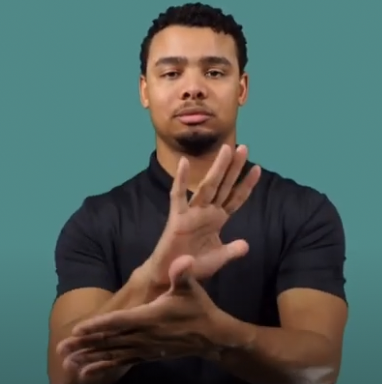 <p>two fist taps (one on top of the other, both facing down), then paper</p>