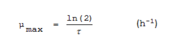 <p>τ is the doubling time (the time it takes for the population to double in size), usually in hours.</p>