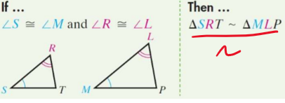 if two angles of one triangle are congruent to two angles of another triangle, the triangles are similar