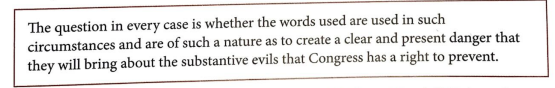<p>The excerpt below is from the Supreme Court Justice Oliver Wendell Holmes’ opinion in <em>Schneck v. United States</em> (1919).</p><p>Based on the excerpt, with which statement would Oliver Wendell Holmes have agreed?</p><p><span style="color: #719c63">A. Freedom of speech is not absolute</span><br><span style="color: #9c6262">B. Prayer in public schools is unconstitutional</span><br><span style="color: #628d9c">C. Immigration from other countries cannot be permitted during wartime</span><br><span style="color: #7f629c">D. Criticism of polices of allied countries must be temporarily prohibited during wartime</span></p>