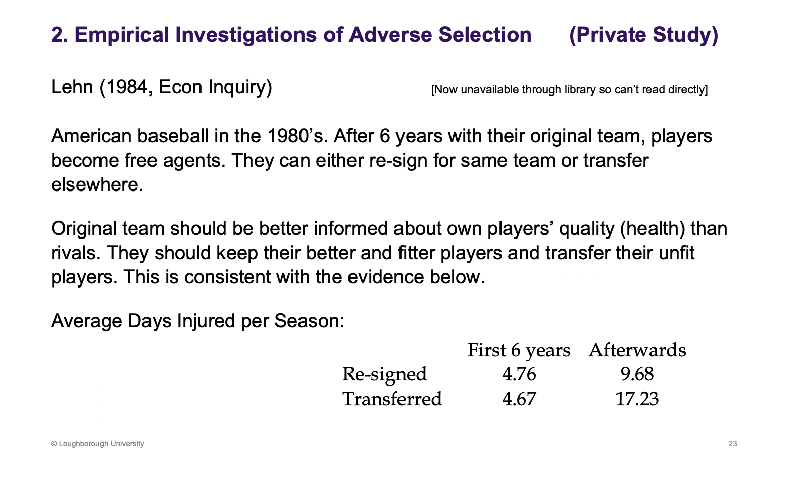 <p>Clubs sign young players, have to sign 6 years. Re signed after the 6 years or sold.</p><p>&nbsp;</p><p>Idea: Teams can work out who is more likely to get injured</p>