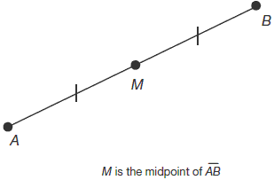 a point on a line segment that divides it into two equal lengths