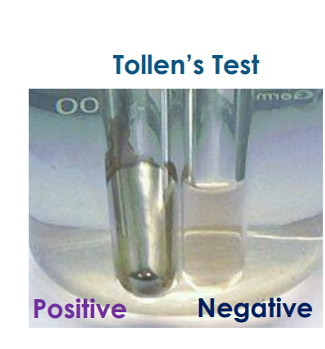<p>(aldose reduce Ag+ to Ag0</p>
