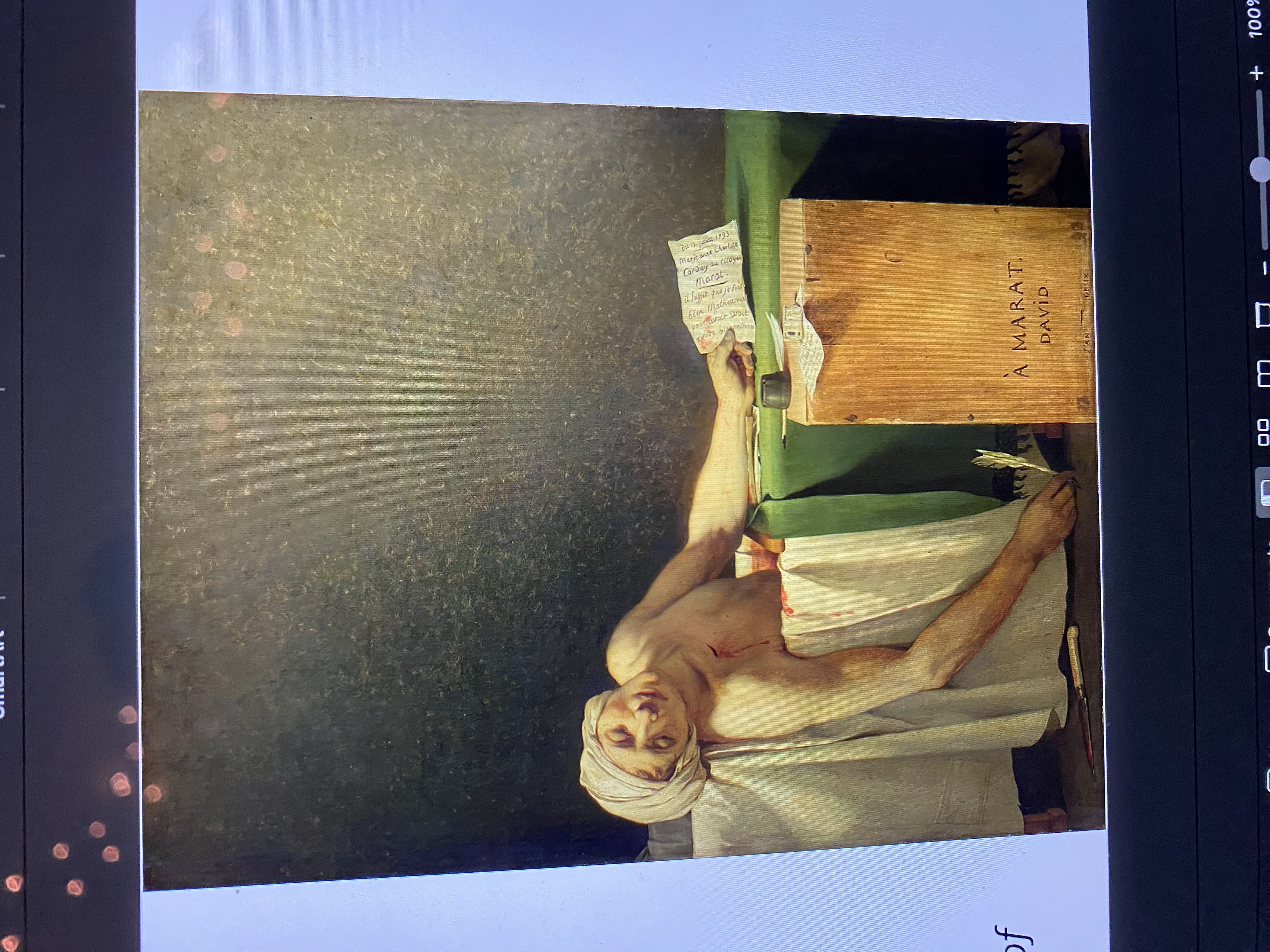 <p><span>Jacques-Louis David, Death of Marat, 1793. Oil on canvas</span></p>
