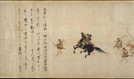 <p>1250-1300 CE</p><p>Kamakura Period, Japan </p><p>handscroll of ink and color on paper</p><p>war narrative of civil war, emotional and violent </p>