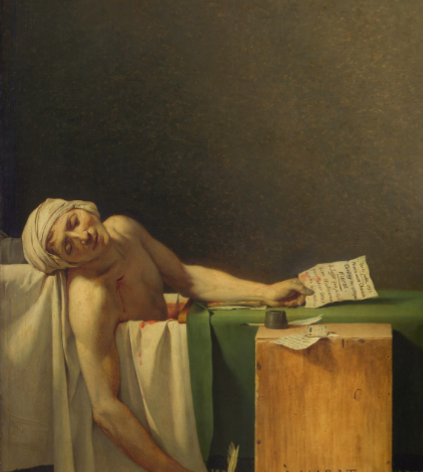 <p>Jacques-Louis David, Death of Marat, 1793</p>