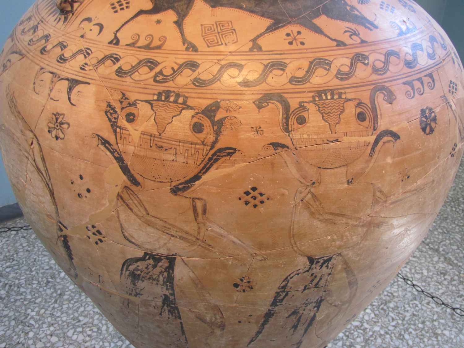 <p>Gorgons chase Perseus</p>