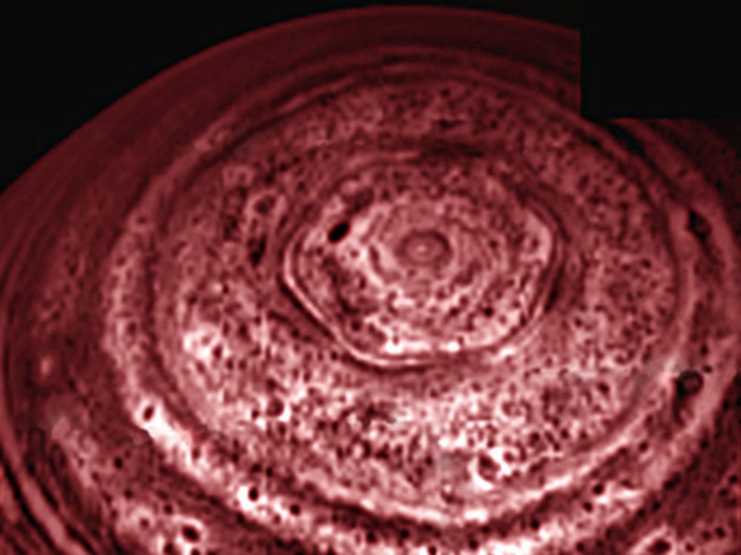 <p>Saturn has a North pole storm in what shape?</p>