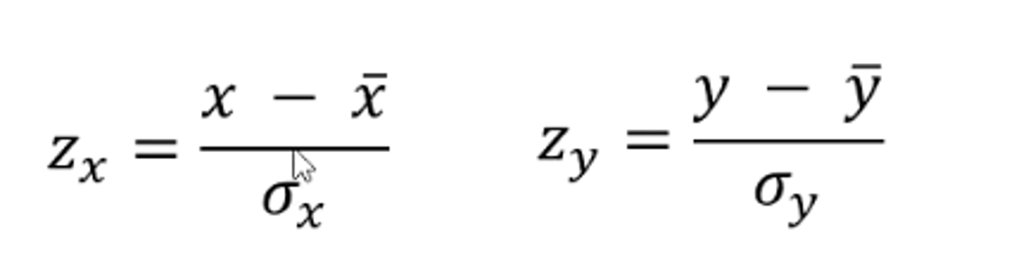 <p>when a variable is subtracted from the mean and then divided by the standard deviation of the variable.</p><p>- 'z-normalised'</p>