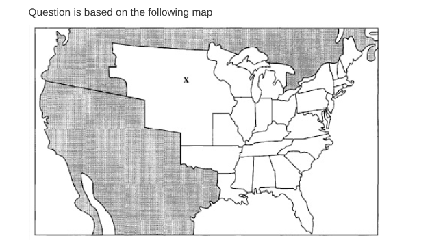 <p>The map shows the United States as it appeared in</p>
