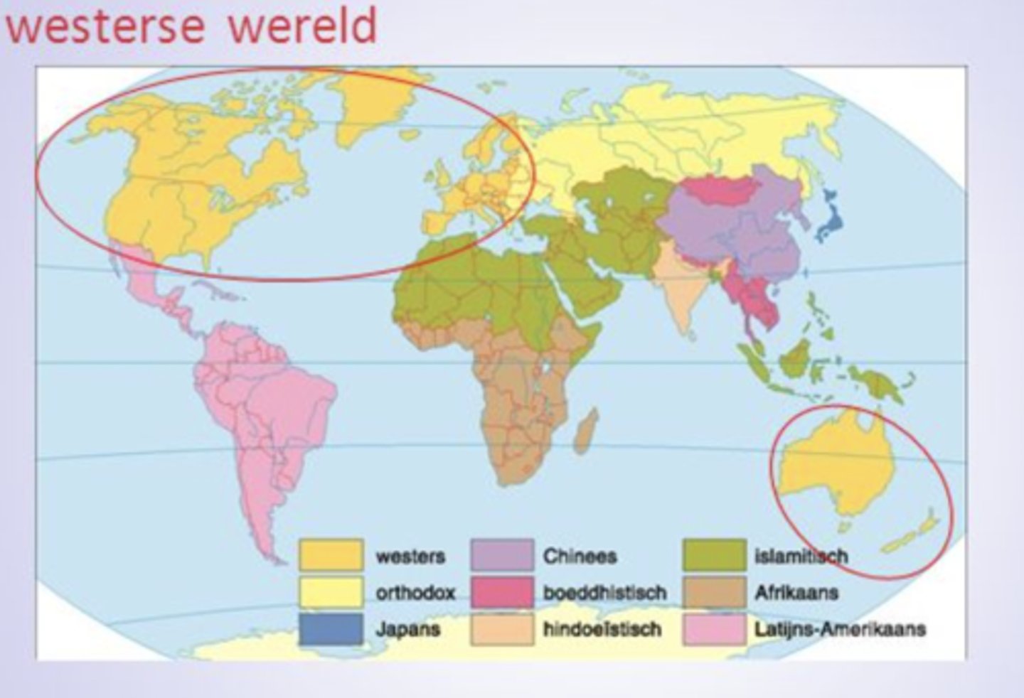 <p>uit het Westen (West-Europa en gebieden met een oorspronkelijk West-Europese cultuur, zoals Noord-Amerika)</p>