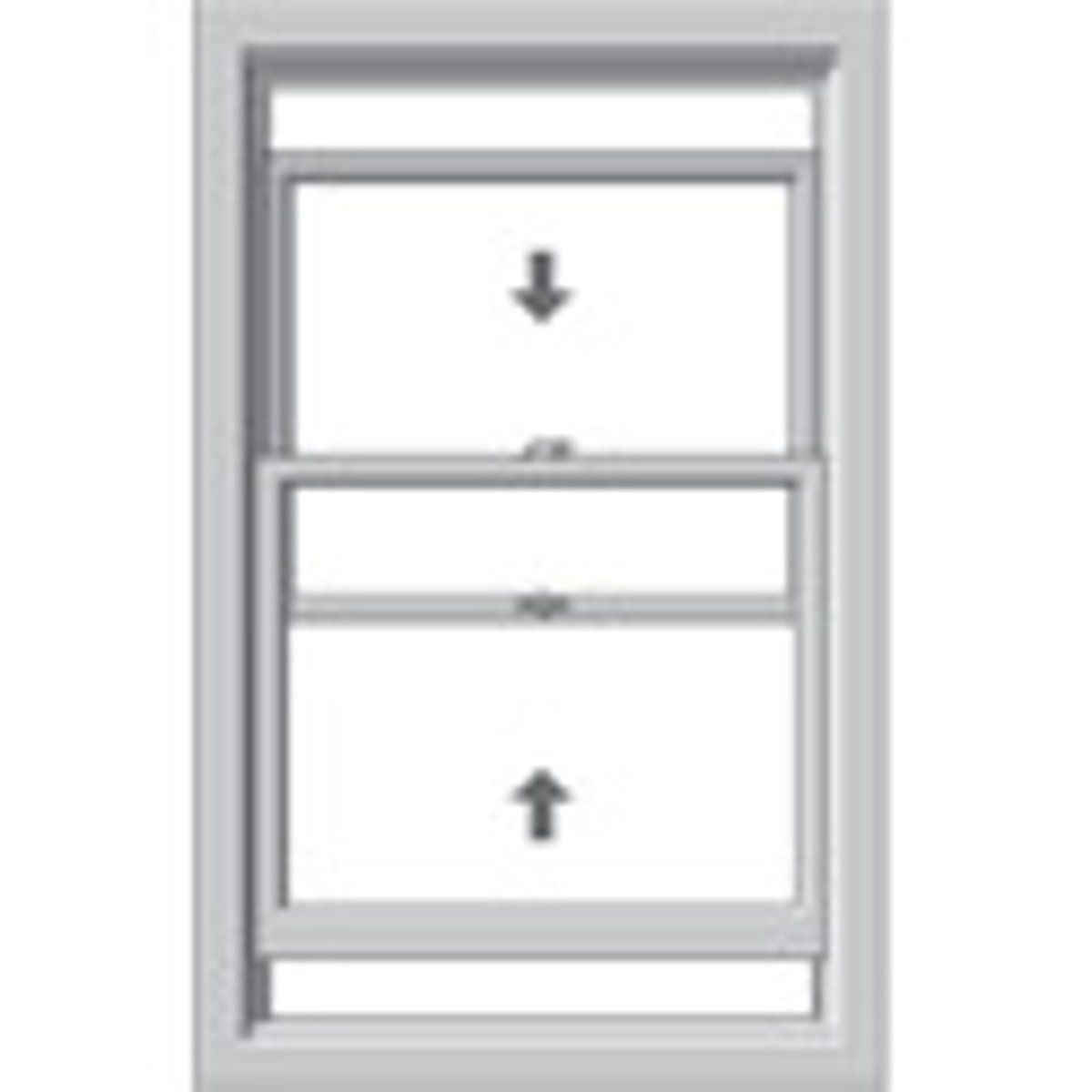 <p>a window having two vertically hung sashes, each in separate tracks</p>