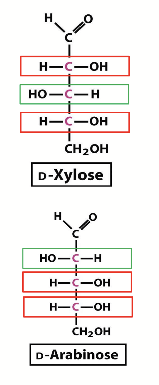 <p>Monosaccharides with <strong>more than one chiral carbon atoms</strong>. Have stereoisomers that differ in handedness at some carbon atoms but not at others.</p><p><strong>DO NOT HAVE IDENTICAL CHEMICAL PROPERTIES</strong>, because the spatial relationships among the atoms making up the molecule are different.</p>