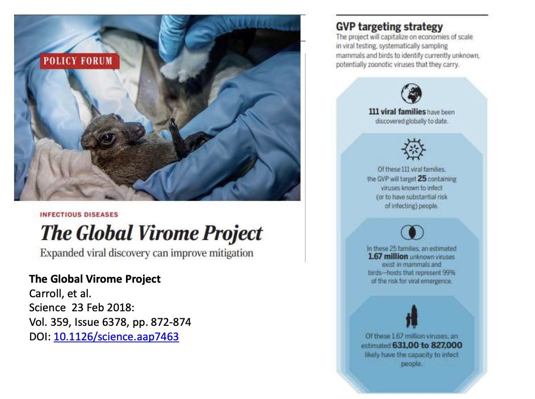 <p>Describe the<strong> Global Virome Project</strong> and their targeting strategy</p>