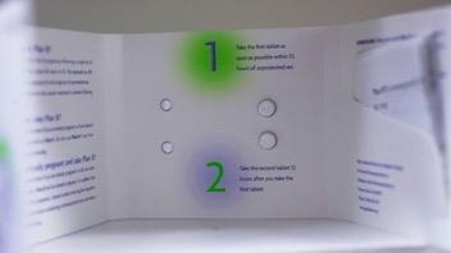 <p>Emergency contraception taken within 72 hours.</p>