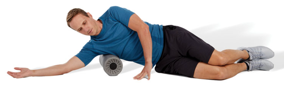to target the latissimus dorsi, lie on the floor on one side with the arm closest to the floor outstretched and thumb facing upward

place the foam roller under the armpit area (axillary region) and slowly roll until a tender spot is identified