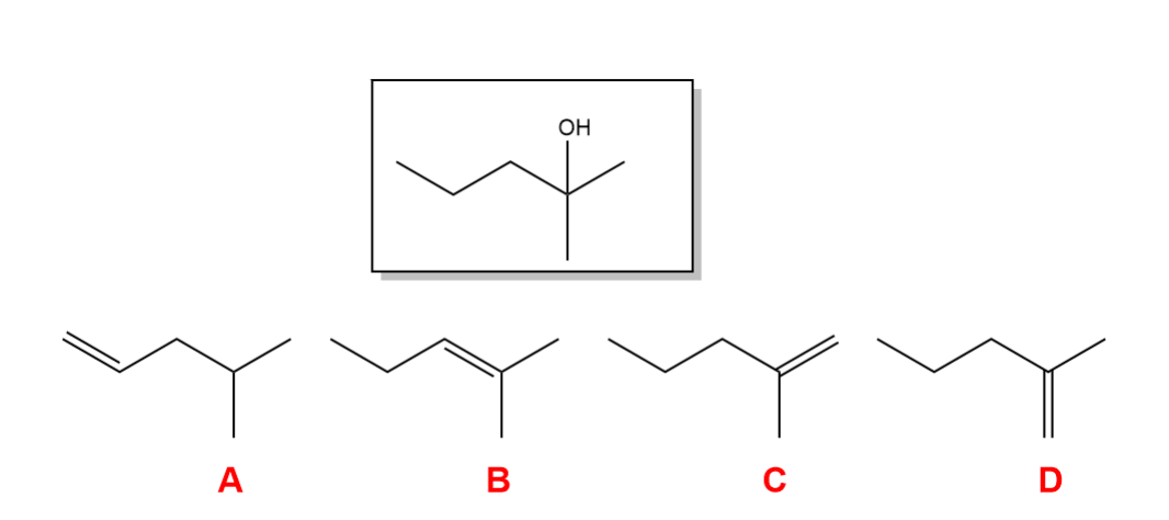 <p>Select the alkene that will NOT produce the following product upon a hydration reaction.</p>