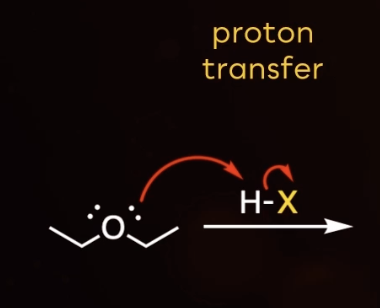 <p>acidic cleavage of ethers (H-Br or H-I)</p>