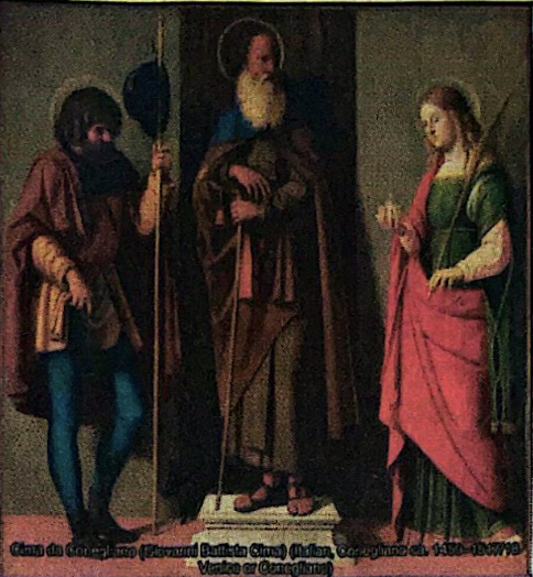 <p>“Three Saints: Roch, Anthony Abbot, and Lucy”</p>