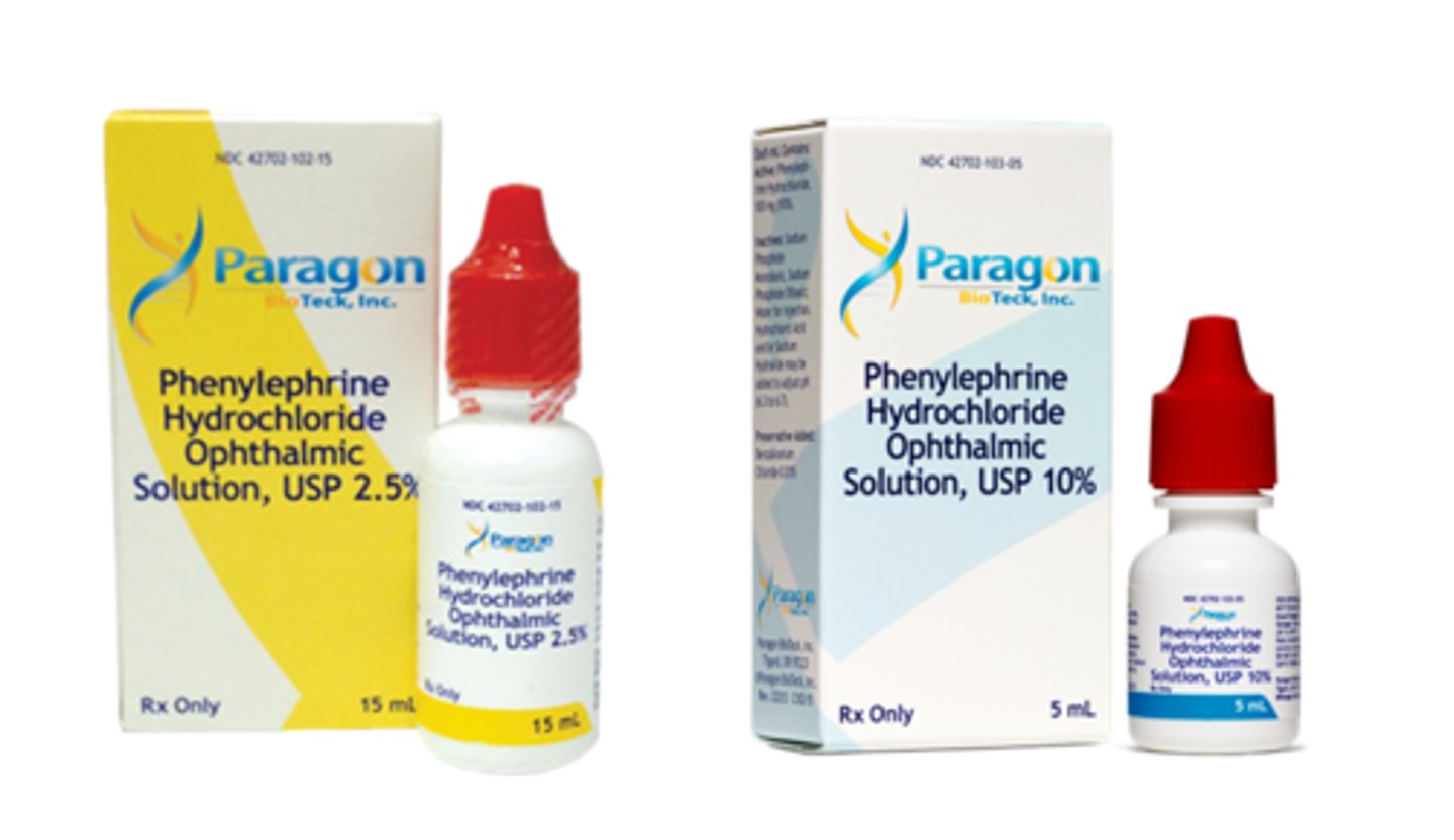 <p>-alpha1 receptor agonist</p><p>- mydriasis, reduce red eyes via vasoconstriction, nasal decongestion</p>