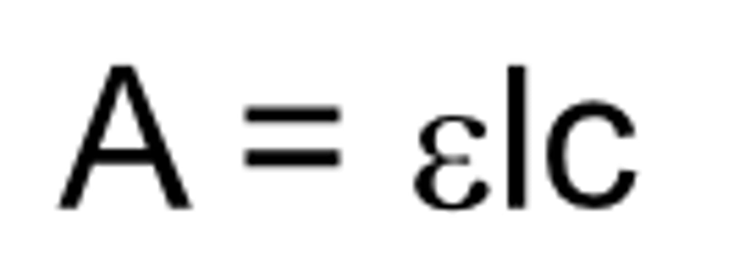 <p>beer-lambert's law: absorbance</p>