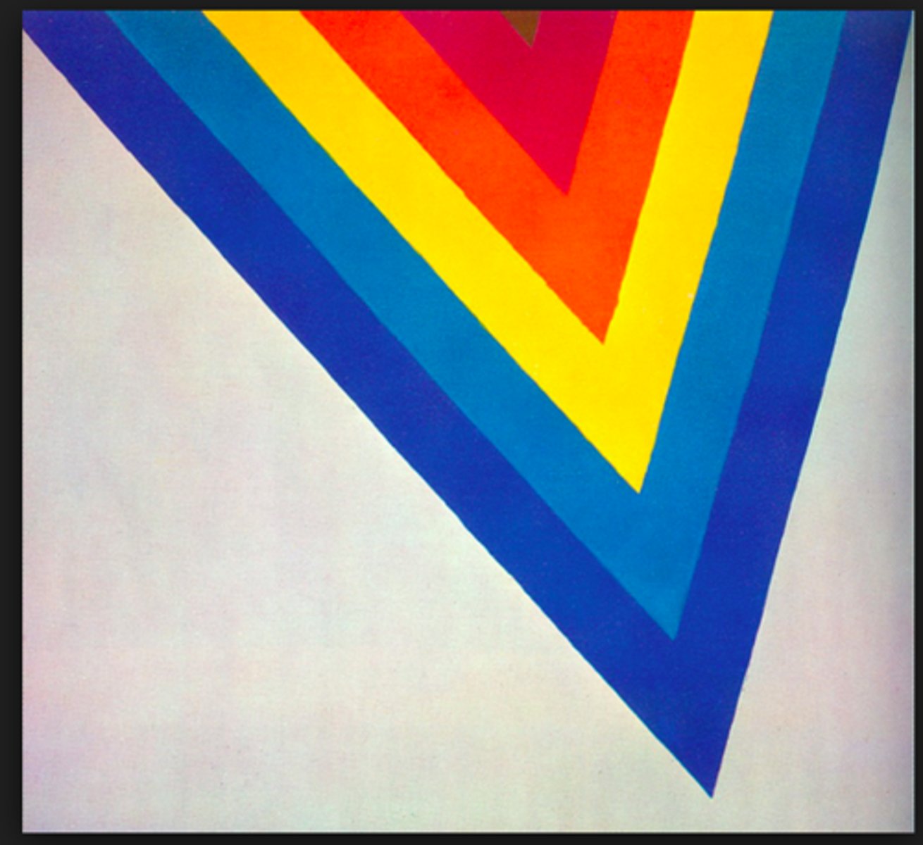 <p>-Minimal forms and clean edges, diverging from the spontaneous brushwork of Jackson Pollock and the soft fields of color seen in Mark Rothko's work.</p><p>-Emphasis on crisp-edged shapes and only a few colors</p><p>-Owes much to earlier movements like De Stijl and the geometric work</p>