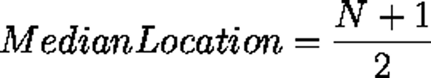 <p>a formula used to find the position of the median on the data set</p>