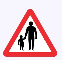 <ul><li><p><strong>Answer:</strong> D. Always check the road signs.</p></li><li><p><strong>Explanation:</strong> Triangular signs are warning signs. They inform you about hazards ahead and help you to anticipate any problems. There are a number of different signs showing pedestrians. Learn the meaning of each one.</p></li></ul><p></p>