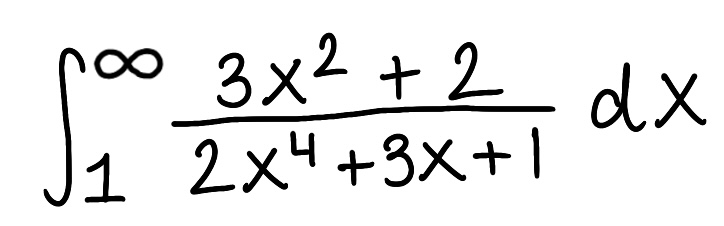 <p><span>Use the Comparison Theorem to determine if the improper integral converges or diverges (do not evaluate the integral)</span></p>