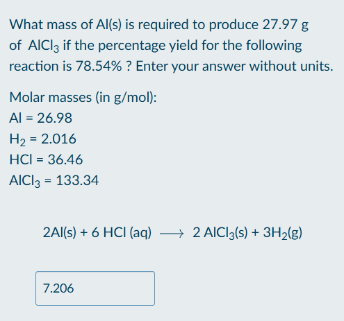 <p>Find mass required for percentage yield</p>