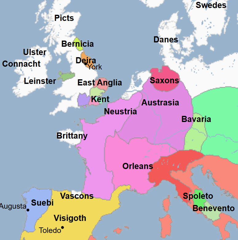 <ul><li><p>Merovingian King of the Franks at Neustria (western Gaul) / Soissons </p></li><li><p>Son of Clothar </p></li></ul><p></p>