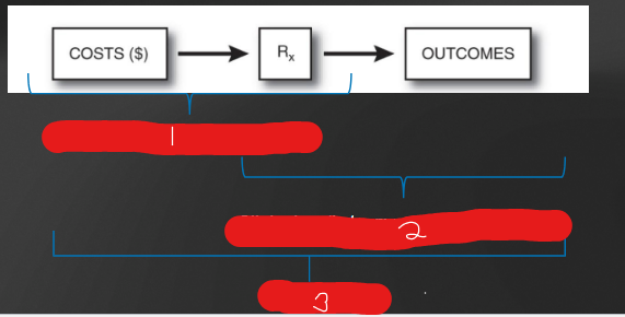 <p>Based on the picture, which # is a cost analysis? which # is a clinical/outcomes study? which is a PE analysis?</p>