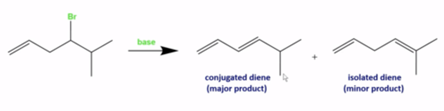 <p>-if you produce a conjugated diene, that is the favored pathway regardless of zaitsev's rule</p>