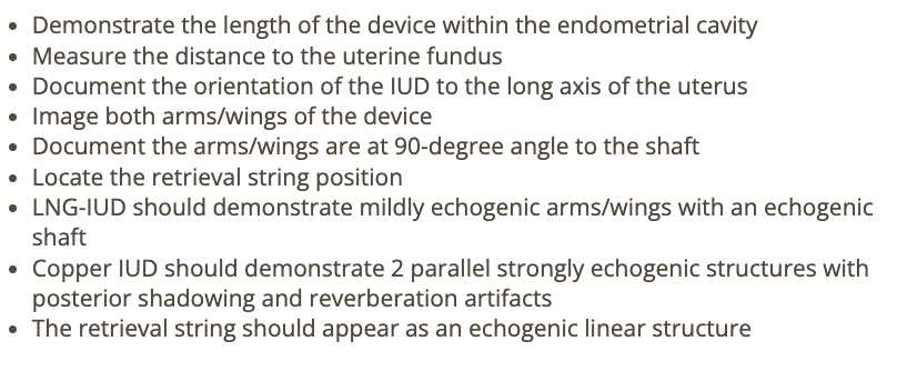 <p>a) 2 parallel strongly echogenic structures w/posterior shadowing + reverberations </p>