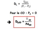 <p>→ On utilise du <strong>CO</strong>, car il n’est pas présent naturellement dans le sang et sa diffusion est <strong>limitée uniquement par la membrane</strong>.</p><p>→La quantité de Co qui diffuse divisé par la P alvéolaire en CO qui est en fait la P<sub>CO </sub>que l’on fait respirer au patient.</p>