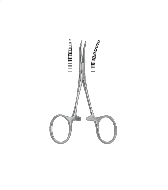 <p>______________ small jaws with<span style="color: purple;"> fine horizontal serrations that extend the entire length of the tip</span>. Instrument is generally used to clamp small vessels</p>