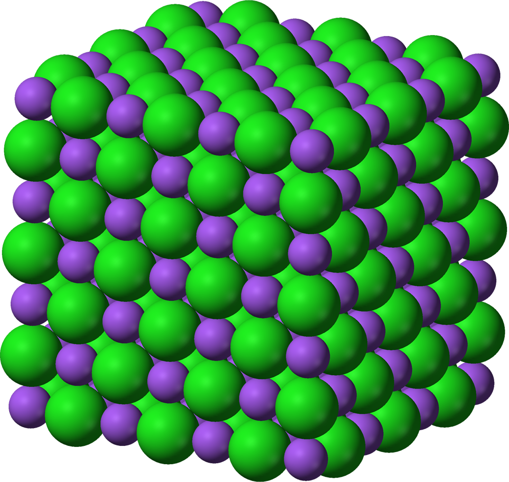 <p>Trillions of ions arranged in a repeating alternating pattern:  Cation-anion-cation-anion-cation-anion…It could be the 3D-shaped structure of ionic bondings or metals.</p>