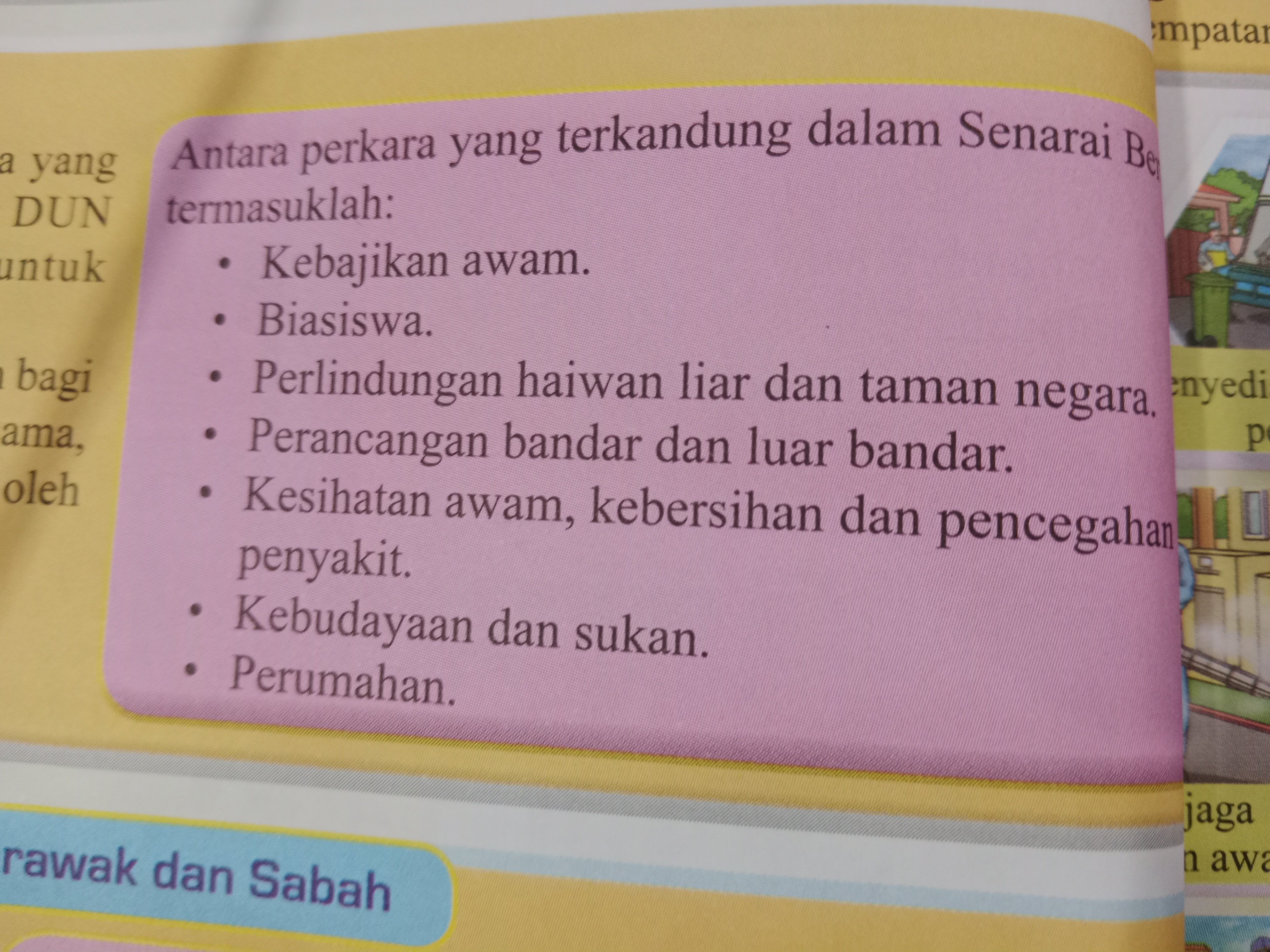 <p>Kuasa Kerajaan Negeri meliputi perkara yang termaktub dalam Perlembagaan Persekutuan sebagai </p>