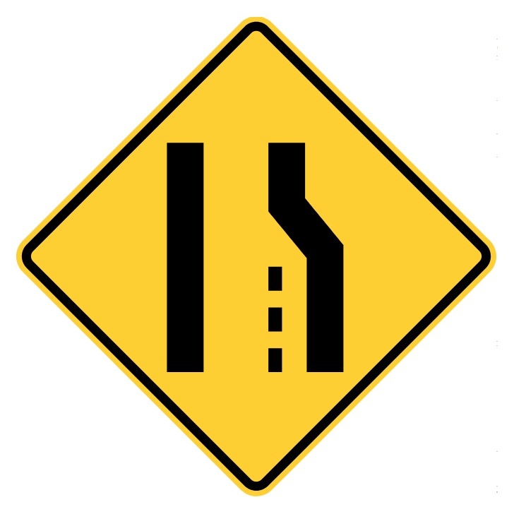 lane reduction sign