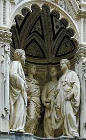 <p>Nanni di Banco<br>Four Crowned Saints<br>Orsanmichele, Florence<br>Circa 1413-1414<br>Marble</p>