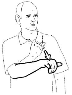 Point down with
the "Y" sign